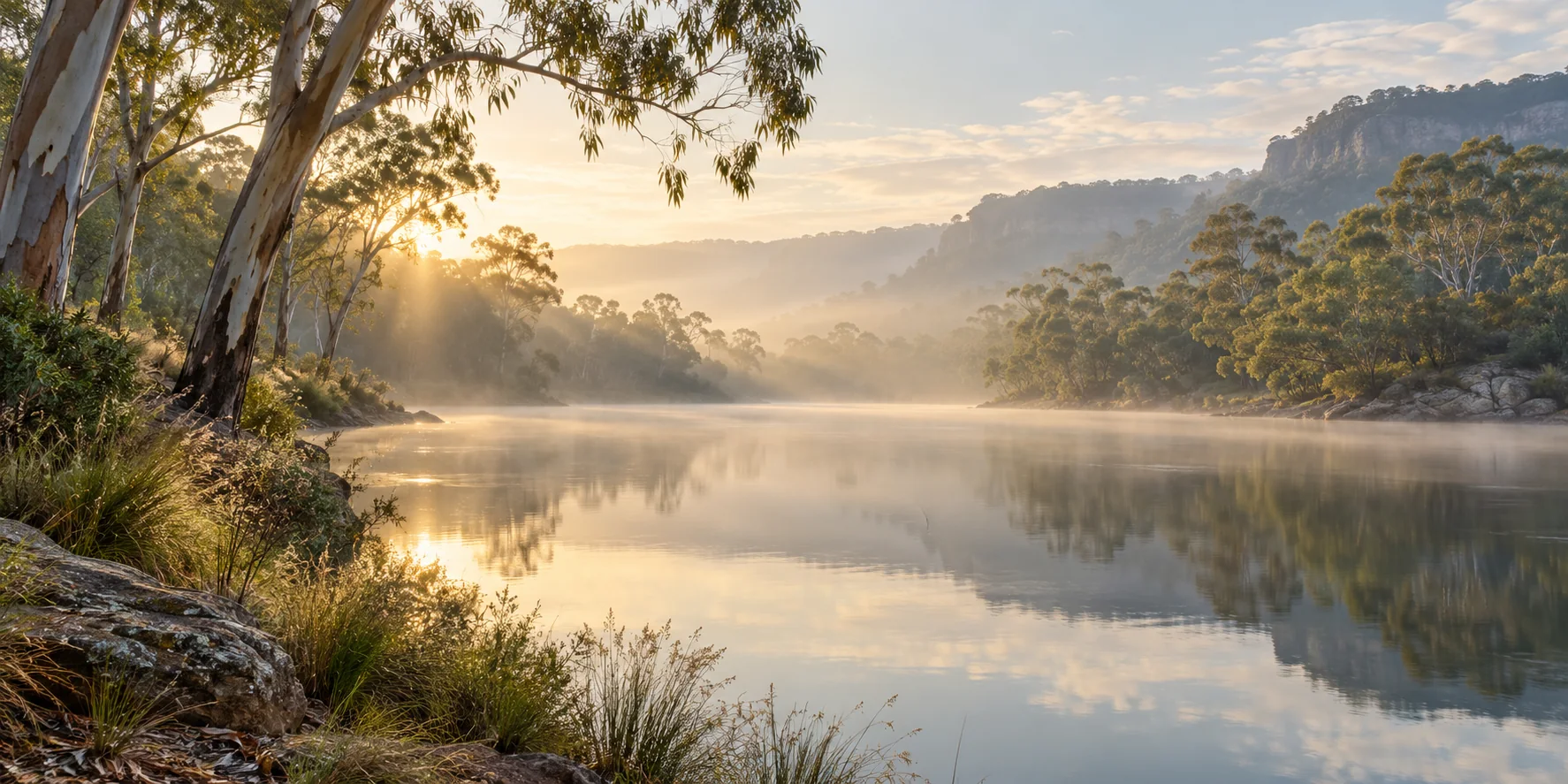 Calm waters and natural light, representing a moment to pause